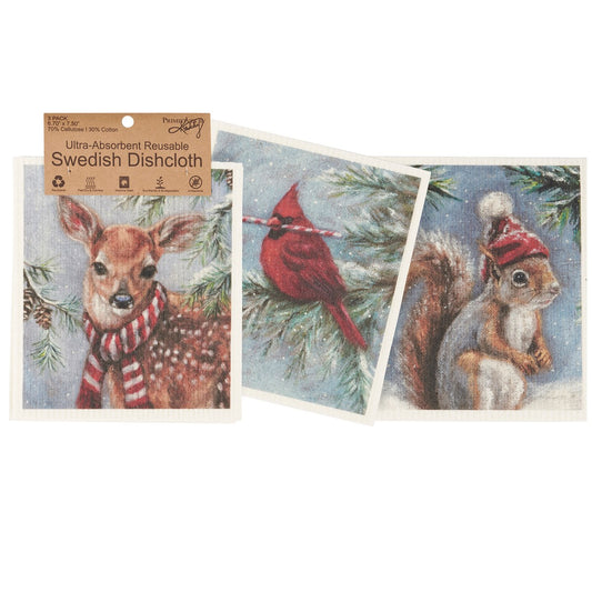 Winter Animal Swedish Dishcloth Set - 3 Pack